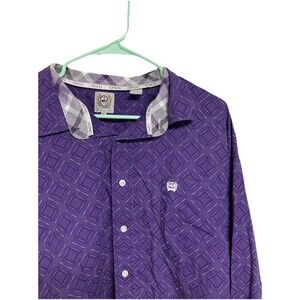 Men's Cinch Long Sleeve Western Shirt Diamond Print Purple Size XL